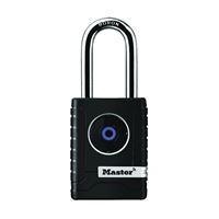 Master Lock 4401DLH Wide Bluetooth Padlock, 11/32 in Dia Shackle, 2 in H Shackle, Boron Steel Shackle, Metal Body 