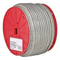 Campbell 7000897 Aircraft Cable, 1/4 in Dia, 200 ft L, 1400 lb Working Load, Steel 