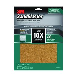 3M SandBlaster Series 20060-G-4 Sandpaper, 11 in L, 9 in W, 60 Grit, Coarse, Synthetic Mineral Abrasive 