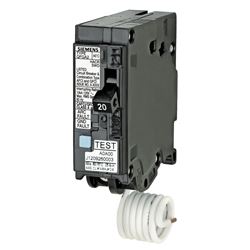 Siemens Q120DF Circuit Breaker, AFCI, GFCI, 20 A, 1 -Pole, 120 V, Instantaneous, Non-Interchangeable Trip, Black 