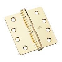 National Hardware 179RC Series N236-142 Standard Weight Template Hinge, 4 in H Frame Leaf, Steel, Bright Brass, 85 lb 