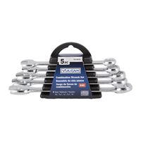 Vulcan JL16061 Combination Wrench Set, 5-Piece, Steel, Chrome, Silver 