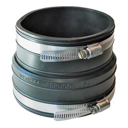 Fernco P1059-44 Flexible Coupling, 4 in, Socket, PVC, Black, SCH 40 Schedule, 4.3 psi Pressure 