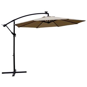 Seasonal Trends UMSCS10BKOBD-04 Solar Offset Taupe Umbrella, 2.5m/98.43 in H, 10 ft W Canopy, 10 ft L Canopy