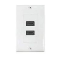 Zenith VW3001WJHD2W HDMI Wallplate, 7-1/2 in L, 3-3/4 in W, 1 -Gang, Plastic, White, Flush Mounting 4 Pack 