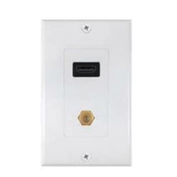 Zenith VW3001HD2C HDMI and Coaxial Wallplate, 7-1/2 in L, 3-3/4 in W, 1 -Gang, Plastic, White, Flush Mounting 4 Pack 