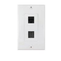 Zenith VW3001HDE2E HDMI and Ethernet Wallplate, 7-1/2 in L, 3-3/4 in W, 1 -Gang, Plastic, White, Flush Mounting 4 Pack 