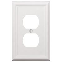 Amerelle 149DW Receptacle Wallplate, 5 in L, 2-7/8 in W, 1 -Gang, Steel, White, Screw Mounting 4 Pack 