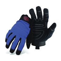BOSS 5205X Mechanics Gloves, Mens, XL, Reinforced Thumb, Wrist Strap Cuff, Blue 