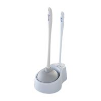 Quickie 2054885 Bowl Brush with Plunger and Caddy, Polypropylene Holder, Green/White Holder 