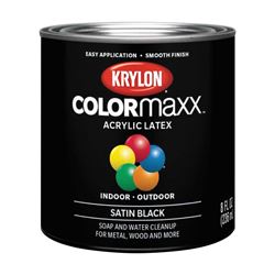 Krylon K05613007 Paint, Satin, Black, 8 oz, 25 sq-ft Coverage Area 