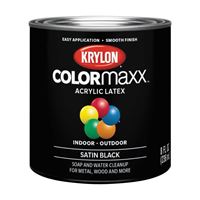 Krylon COLORmaxx K05613007 Exterior Paint, Satin, Black, 8 oz 