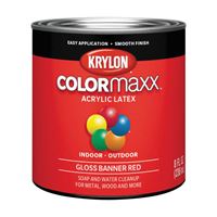 Krylon COLORmaxx K05633007 Exterior Paint, Gloss, Banner Red, 8 oz 