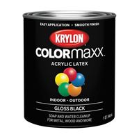 Krylon COLORmaxx K05617007 Interior/Exterior Paint, Gloss, Black, 32 oz 