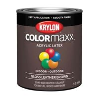 Krylon COLORmaxx K05622007 Interior/Exterior Paint, Gloss, Leather Brown, 32 oz 