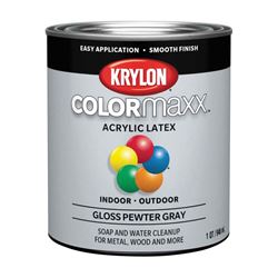 Krylon K05644007 Paint, Gloss, Pewter Gray, 32 oz, 100 sq-ft Coverage Area 