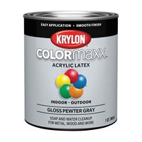 Krylon COLORmaxx K05644007 Interior/Exterior Paint, Gloss, Pewter Gray, 32 oz 