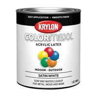 Krylon COLORmaxx K05628007 Interior/Exterior Paint, Stain, White, 32 oz 