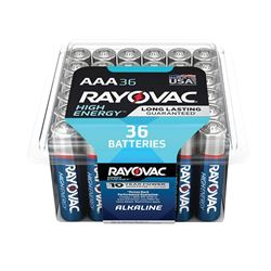 Rayovac 824-36PPK Battery, 1.5 V Battery, 1100 mAh, AAA Battery, Alkaline, 36/PK 