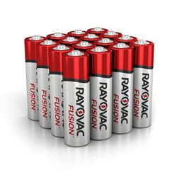 Rayovac FUSION 815-16LTFUSK Premium Battery, 1.5 V Battery, 2700 mAh, AA Battery, Alkaline, Zinc, Red/Silver 