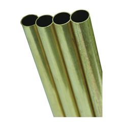 K & S 1150 Decorative Metal Tube, Round, 36 in L, 9/32 in Dia, 0.014 in Wall, Brass, Pack of 5 
