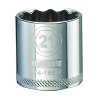 DeWALT DWMT74186OSP Hand Socket, 21 mm Socket, 3/8 in Drive, 12-Point, Vanadium Steel, Polished Chrome 