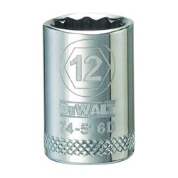 DeWALT DWMT74516OSP Hand Socket, 12 mm Socket, 3/8 in Drive, 12-Point, Vanadium Steel, Polished Chrome 