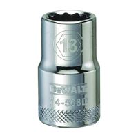 DeWALT DWMT74568OSP Drive Socket, 13 mm Socket, 1/2 in Drive, 12-Point, Vanadium Steel, Polished Chrome 