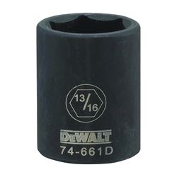 DeWALT DWMT74661OSP Impact Socket, 13/16 in Socket, 1/2 in Drive, 6-Point, CR-440 Steel, Black Oxide 
