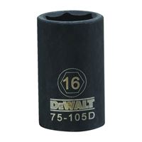DeWALT DWMT75105OSP Deep Impact Socket, 16 mm Socket, 1/2 in Drive, 6-Point, Steel, Black Oxide 