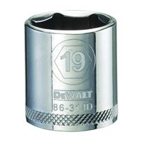 DeWALT DWMT86314OSP Hand Socket, 19 mm Socket, 3/8 in Drive, 6-Point, Vanadium Steel, Polished Chrome 