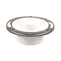 Oatey 43495 Closet Flange, 3 or 4 in Connection, Solvent Weld, White PVC, Stainless Steel Ring, For: 3 in, 4 in Pipes 