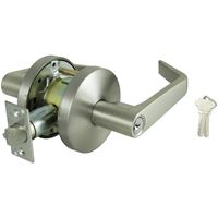 ProSource Y365CV-PS Storeroom Door Lock, Lever Handle, Stainless Steel, Commercial, 2 Grade, SC1 Keyway, Reversible Hand