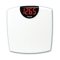 Taylor 98564012 Bathroom Scale, 330 lb Capacity, LED Display, Styrene Housing Material, White, 13-1/2 in OAW, 14 in OAD 