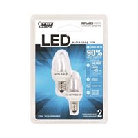 Feit Electric BPC7/LED LED Lamp, Decorative, C7 Lamp, E12 Lamp Base, Clear, White Light, 3500 K Color Temp 