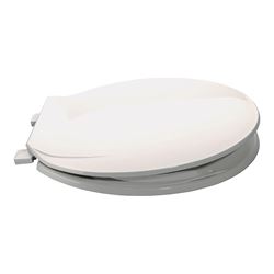 ProSource KJ-883A1-WH Toilet Seat, Round, Plastic, White, Plastic Hinge 