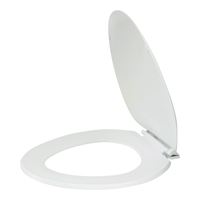 ProSource KJ-873A1-WH Toilet Seat, Elongated, Plastic, White, Plastic Hinge 