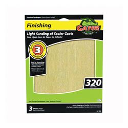 Gator 7267 Sanding Sheet, 11 in L, 9 in W, 320 Grit, Very Fine, Aluminum Oxide Abrasive 