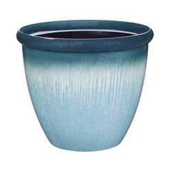 Landscapers Select PT-S010 Egg Rim Planter, 15 in Dia, 12-1/2 in H, Round, Resin, Blue, Blue Drip, Pack of 6 