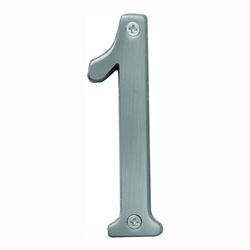 Hy-Ko Prestige Series BR-43SN/1 House Number, Character: 1, 4 in H Character, Nickel Character, Brass, Pack of 3 