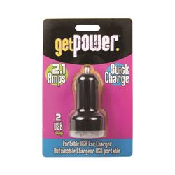 GetPower GP-DC2USB-BLK USB to DC Car Adapter, 12 V Output, 2.4 A Charge, Black 