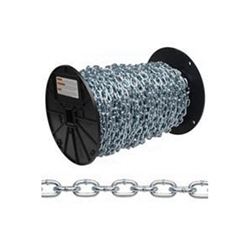 Campbell 0621309 Straight Link Coil Chain, #4, 100 ft L, 215 lb Working Load, Carbon Steel, Zinc 