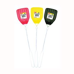 Enoz R-37/51/12 Fly Swatter, 5-3/4 in L Mesh, 4-1/4 in W Mesh, Plastic Mesh, Green/Orange/Pink/Purple Mesh 24 Pack 