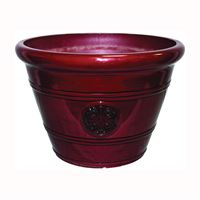 Southern Patio HDP-012498 Planter, 10-1/2 in H, 15-1/4 in W, 15-1/4 in D, Vinyl, Oxblood 