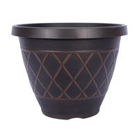 Southern Patio HDR-054832 Planter, 13 in H, Round, Resin, Brown 