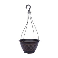 Southern Patio HDR-054825 Hanging Basket Planter, 12 in H, Resin, Brown 