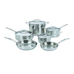 Cuisinart Chefs Classic 77-10 Cookware Set, Stainless Steel, Polished Mirror, 10-Piece 