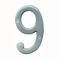 HY-KO Prestige Series BR-43SN/9 House Number, Character: 9, 4 in H Character, Nickel Character, Solid Brass 3 Pack 