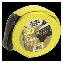 Keeper 02942 Recovery Strap with Ware Guard, 20,000 lb, 4 in W, 30 ft L, Hook End, Yellow 