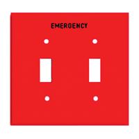 Eaton Wiring Devices PJ2EMRD Emergency Wallplate, 4-7/8 in L, 4.94 in W, 2 -Gang, Polycarbonate, Red, High-Gloss 